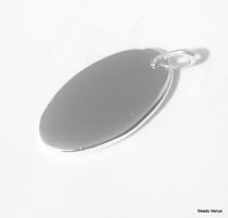 Sterling Silver Charm Oval W/Jump ring-16.7x 9.7 mm