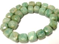 Amazonite  Handcrafted Faceted Cubes 6-9 mm Strand -23-24 cms.