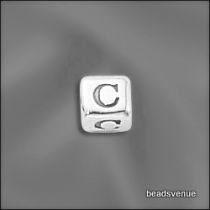 Sterling Silver Alphabet Cube Beads 4.5mm w/3.00 mm hole- C
