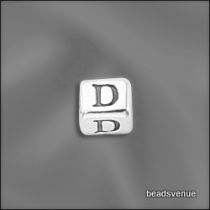 Sterling Silver Alphabet Cube Beads 4.5mm w/3.00 mm hole- D