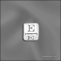 Sterling Silver Alphabet Cube Beads 4.5mm w/3.00 mm hole- E