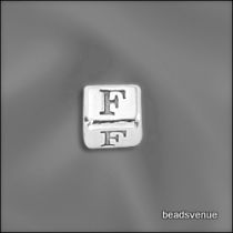 Sterling Silver Alphabet Cube Beads 4.5mm w/3.00 mm hole- F