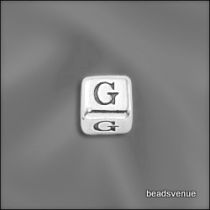 Sterling Silver Alphabet Cube Beads 4.5mm w/3.00 mm hole- G