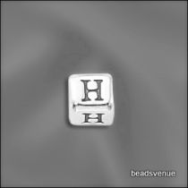 Sterling Silver Alphabet Cube Beads 4.5mm w/3.00 mm hole-H