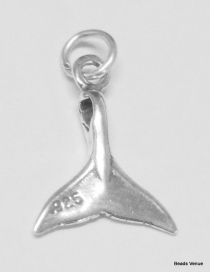 Sterling Silver Charm Whale tail W/Open Jump Ring -21 x 16mm