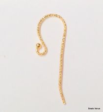 Vermeil Gold Sparkle Sheppard Ear Hook W/Ball 1.5x0.7x 20mm 