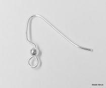 Sterling Silver Angular Ear Hook W/Ball 3.0 x 0.7 x 17mm