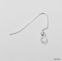 Sterling Silver Angular Ear Hook W/Ball 3.0 x 0.7 x 17 mm- 20 Pcs. Wholesale
