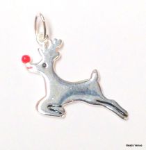 Sterling Silver Reindeer (Enamel )  W/Open Jump Ring - 18mm