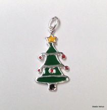 Sterling Silver Christmas Tree W/ Open Jump Ring - 23 x 11.7mm