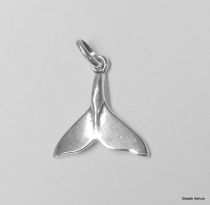 Sterling Silver Charm Whale tail W/Open Jump Ring -17mm