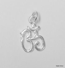 Sterling Silver OM Charm   W/Open Jump Ring - 15.5 mm