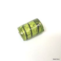  Foil Beads Striped Tubes-20mm-Peridot