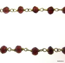 Garnet Faceted Rondelle Gemstone Chain Gold plated- 45 cms.
