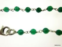Green Aventurine Faceted Rondelle Gemstone Chain Silver plated- 45 cms.