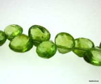 Peridot Flat Onion Side Drill Micro Faceted Beads 6x4mm- 20 cms.