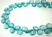 Apatite Flat Onion Side Drill Micro Faceted Beads 8.5-5.5 x 8.5-5.5mm- 20 cms.