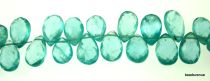 Apatite Flat Drop Side Drill Micro Faceted Beads 10-8 x 4-5mm- 20 cms.
