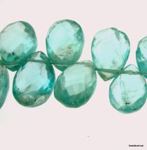Apatite Flat Drop Side Drill Micro Faceted Beads 13-9 x 9-7mm- 20 cms.