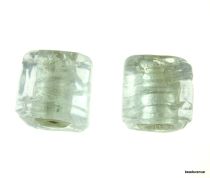 Silver Foil Cube Beads-10mm - Clear