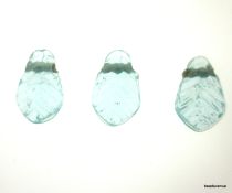 Glass Carved Leaf Beads-15 x 4mm- Aqua
