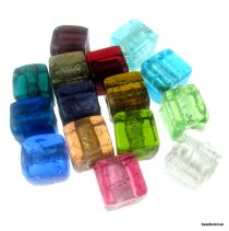  Silver Foil Cube Beads-10mm - Mix