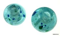  Foil Beads Round 14-16mm- Aqua Blue with pattern