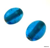 Glass Oval Beads- 11X9MM-Med. Blue	