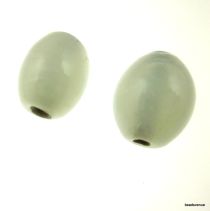Glass Oval Beads- 11X9MM-White Translucent	