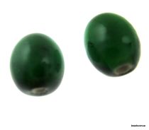 Glass Oval Beads- 11X9MM-Dk. Green Translucent