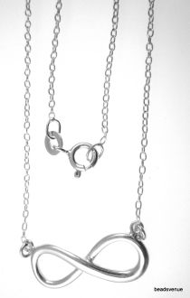 Sterling Silver Necklace Chain w/ Infinity Pendant -45 cms.