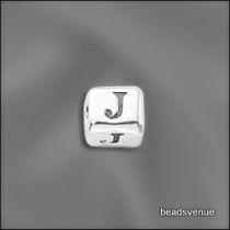 Sterling Silver Alphabet Cube Beads 4.5mm w/3.00 mm hole-J