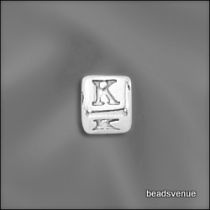 Sterling Silver Alphabet Cube Beads 4.5mm w/3.00 mm hole-K