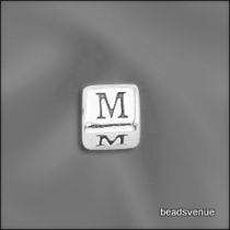 Sterling Silver Alphabet Cube Beads 4.5mm w/3.00 mm hole-M