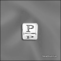 Sterling Silver Alphabet Cube Beads 4.5mm w/3.00 mm hole-P