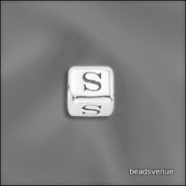 Sterling Silver Alphabet Cube Beads 4.5mm w/3.00 mm hole-S