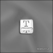 Sterling Silver Alphabet Cube Beads 4.5mm w/3.00 mm hole-T