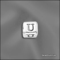 Sterling Silver Alphabet Cube Beads 4.5mm w/3.00 mm hole-U
