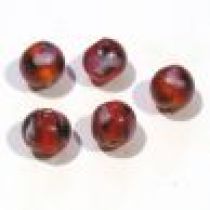  Lampwork Glass Beads Round-6m-Red