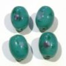  Lampwork Glass Beads Oval 10x12m-Dark Green