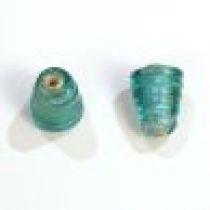  Foil Beads Spiral Cone -12mm Teal
