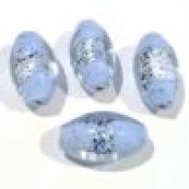  Foil Beads Ovals with Pattern-25mm- Sapphire