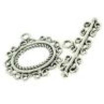  Victorian Oval Toggle Clasp Antique Silver