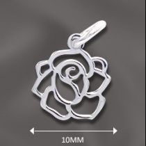 Sterling Silver Filigree Rose Charm -10mm