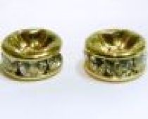  Rondelles -8mm -Crystal with Gold base