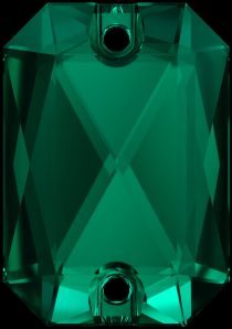 Swarovski Crystal 3252 Emerald Cut Sew On stone 14 x 10mm- Emerald (F)- 36 Pcs.
