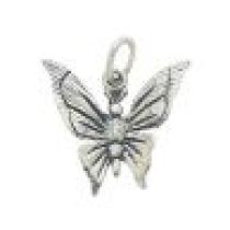 Sterling Silver Charm W/OPEN RING-Butterfly