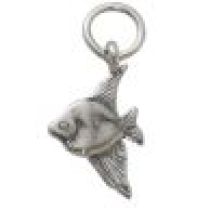  Sterling Silver Charm W/OPEN RING-Angel Fish 17mm