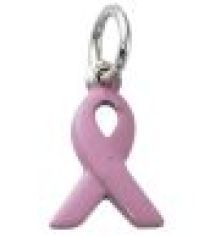 Sterling Silver Charm W/OPEN RING- Awareness Ribbon Breast Cancer -15mm