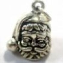 Sterling Silver Santa Face Charm with open ring -14x11mm